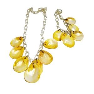 Vintage celluloid chain shell necklace & bracelet